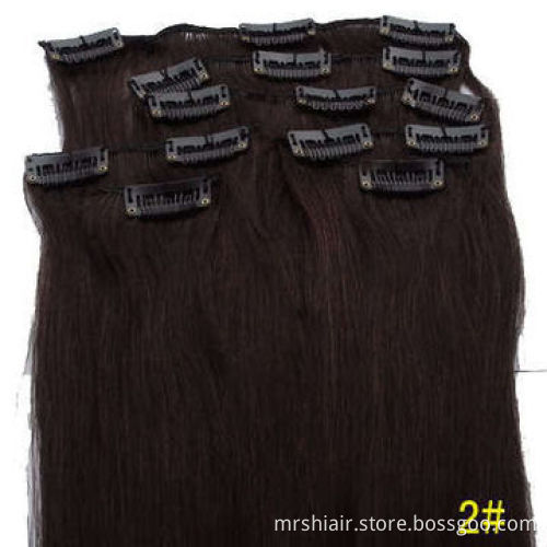 2# Straight Brazilian Remy Hair Clip Hair Extension, 10"/12"14"/16"/18"/20"22"/24"/26"/28"/30"